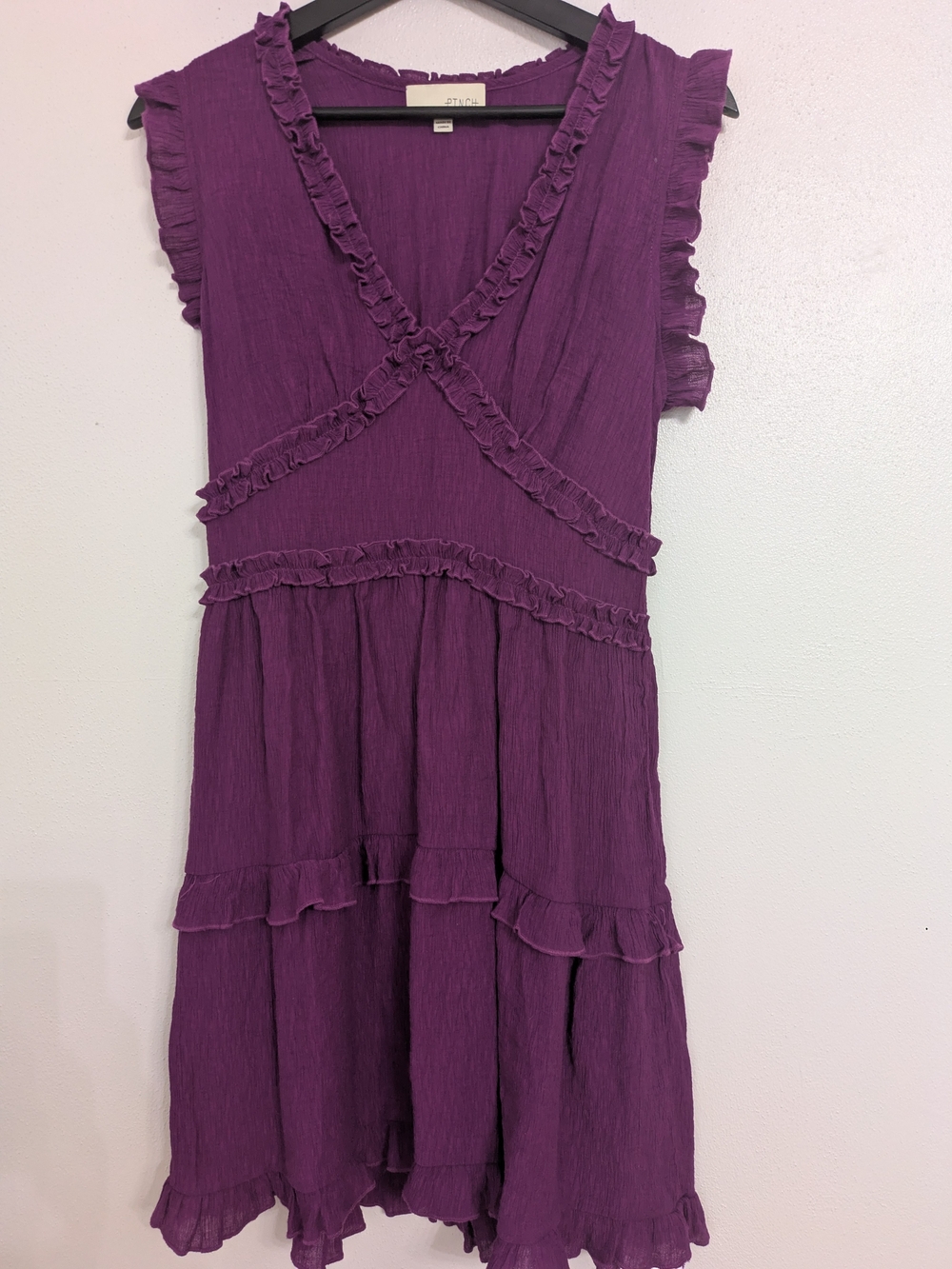 Pinch Purple Ruffle Tiered V-Neck Midi Dress - Picture 1 of 6